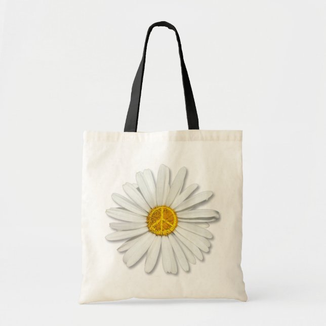 Bolsa Tote Daisy Flower of Inner Peace Symbol - Anti-War (Flo (Frente)