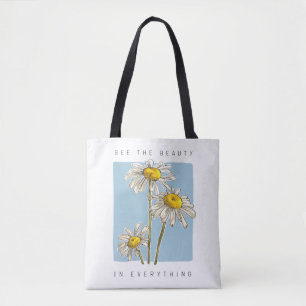 Bolsa Tote Daisy Flowers Beauty Slogan