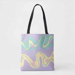 Bolsa Tote Daisy Groove Pastel Rosa, Amarelo, Roxo e Verde