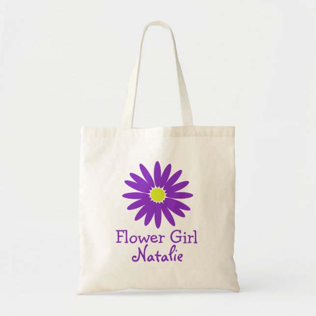 Bolsa Tote Daisy Roxo Escuro com Texto Personalizável (Frente)