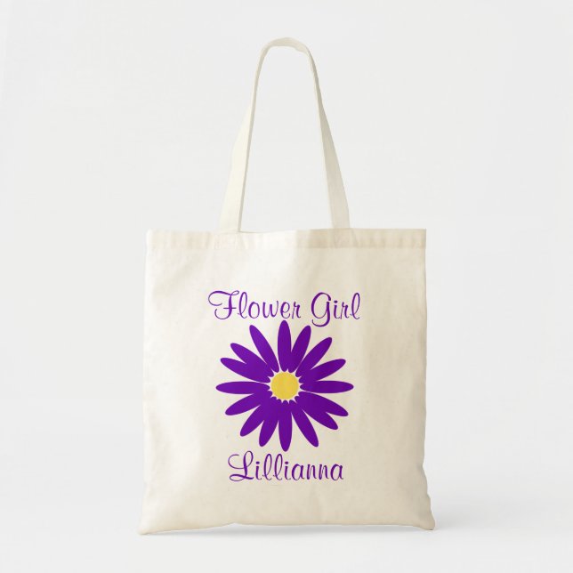 Bolsa Tote Daisy Roxo Escuro com Texto Personalizável (Frente)