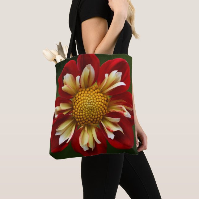 Bolsa Tote Dália Floral Colarinho Vermelho (Close Up)