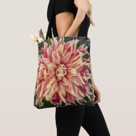 Bolsa Tote Dália Variegada Vermelha e Amarela Floral em Flor