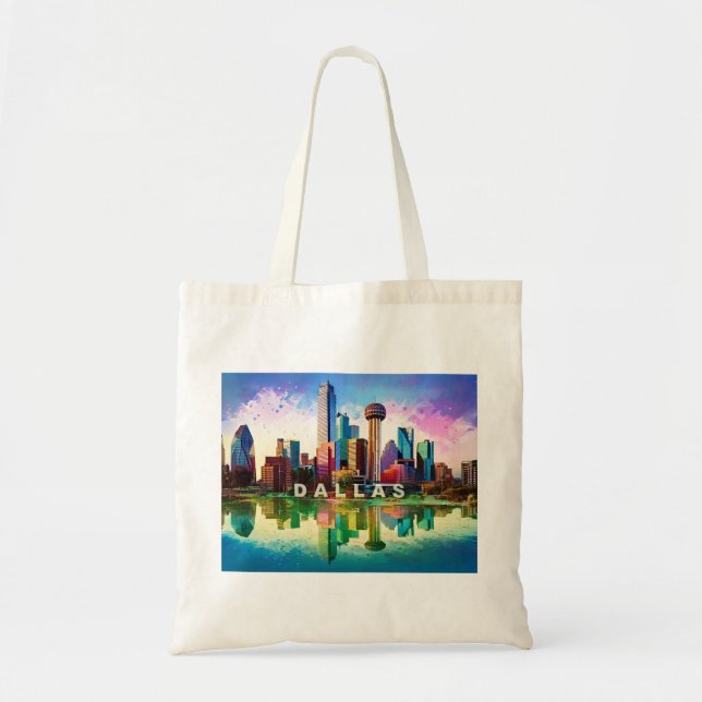 Bolsa Tote Dallas Skyline Abstrato Art (Frente)