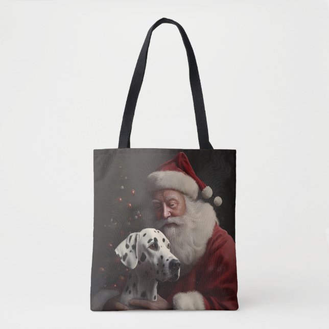 Bolsa Tote Dalmácia com Papai Noel Natal Festivo (Frente)