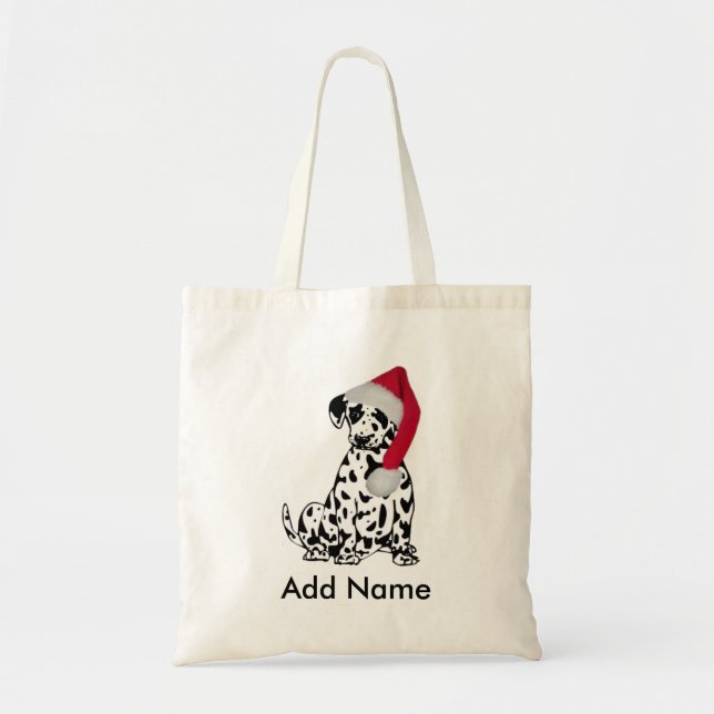 Bolsa Tote Dalmaciano de Natal Personalizado (Frente)