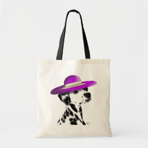 Bolsa Tote Dalmático com chapéu branco roxo