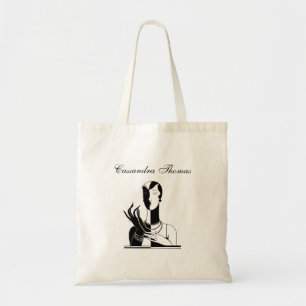 Bolsa Tote Dama Art Déco Vintage com Pérolas Preto Transp