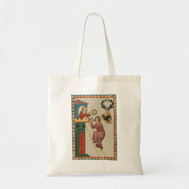 Bolsa Tote Dama Dando Presente ao Pretendente, Século XIV (Frente)