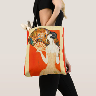 Bolsa Tote dama de arte deco com fã