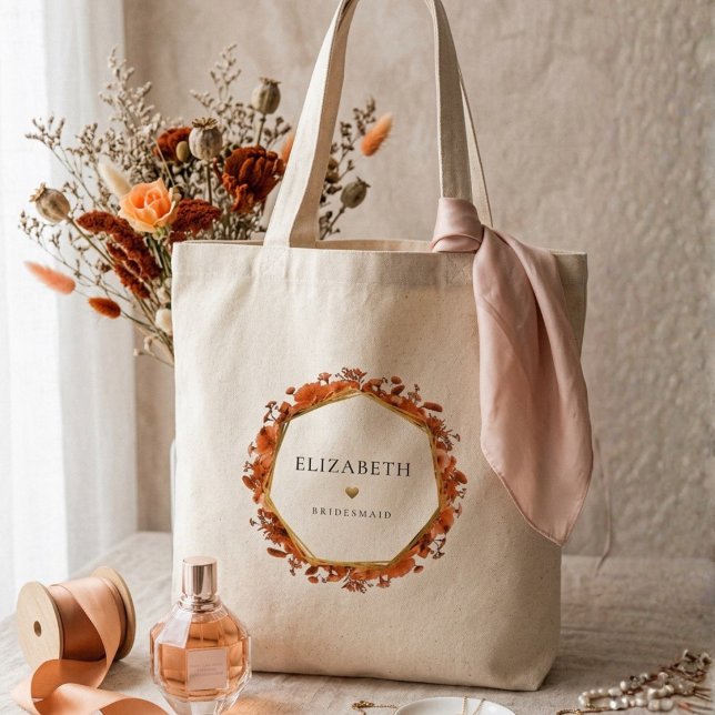 Bolsa Tote Dama de Honor Floral de Outono (Criador carregado)