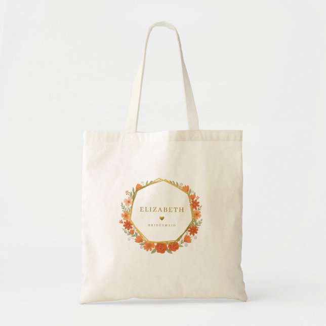 Bolsa Tote Dama de Honor Floral de Outono (Frente)