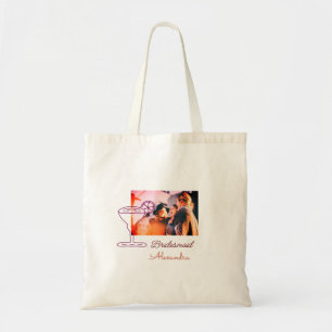Bolsa Tote Dama de honra adicionar imagem nome taça de corais