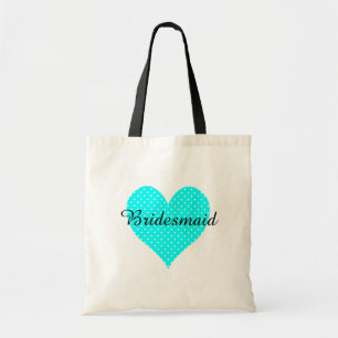 Bolsa Tote Dama de honra branca bonito do coração do Aqua d