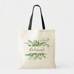 Bolsa Tote Dama de honra. Casamento botânico de verde-aquarel