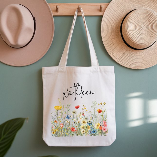 Bolsa Tote Dama de honra | Casamento de Flores Silvestres em  (floral bridesmaid tote, floral gift for mom, wildflower bridal gift, floral birthday gift for her,)