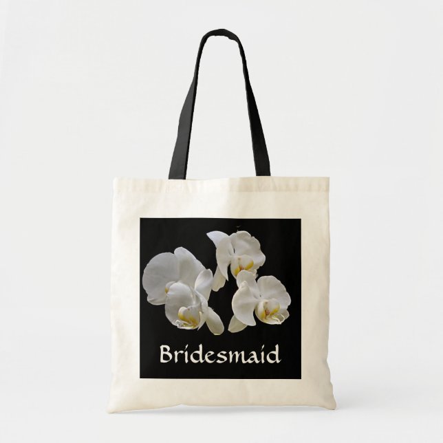 Bolsa Tote Dama de honra com as orquídeas brancas no saco (Frente)