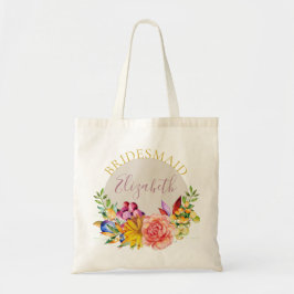 Bolsa Tote Dama de honra com Buquê Floral Nome