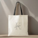 Bolsa Tote Dama de Honra com Monograma Moderno<br><div class="desc">Eleve o estilo da sua comitiva de noiva com esta Bolsa Tote Dama de Honra com Monograma Moderno. Com um inicial serifada nítida e ousada para um visual editorial de alta moda, esta bolsa é o presente perfeito de "Luxo Silencioso" para damas de honra em casamentos em 2026. Personalize o...</div>