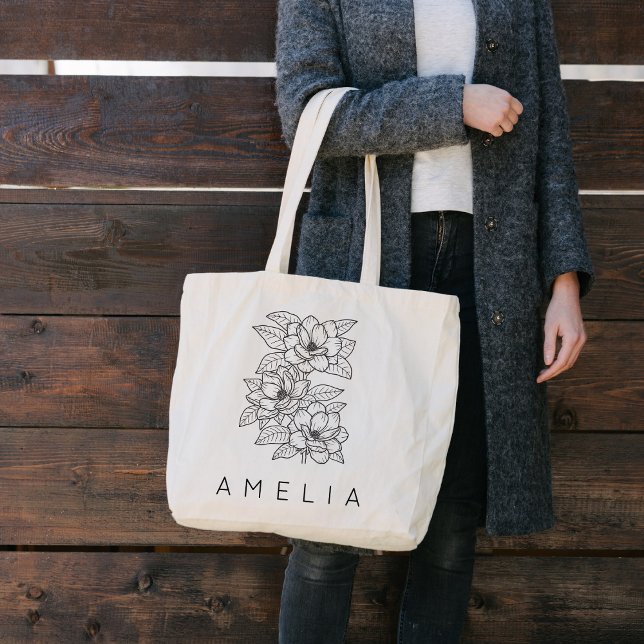 Bolsa Tote Dama de honra com nome de flor silvestre  (Criador carregado)