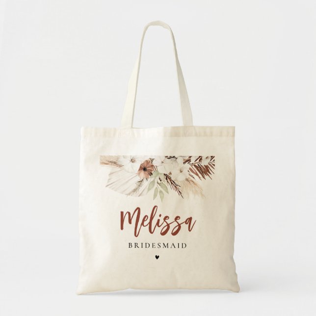 Bolsa Tote dama de honra de terracota pampas (Frente)