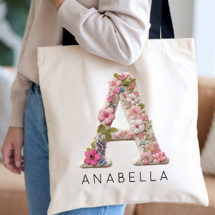 Bolsa Tote Dama de honra Efeito Floral Monograma Personaliz