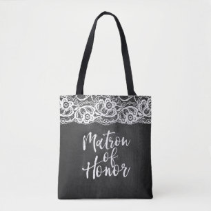 Bolsa Tote Dama de honra em renda com quadro negro