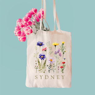 Bolsa Tote Dama de honra Flor Silvestre Rústica Nome 