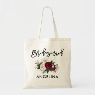 Bolsa Tote Dama de honra floral botânica do roteiro da escov