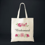 Bolsa Tote Dama de honra floral do rosa feito sob encomenda<br><div class="desc">Dama de honra floral do rosa chique feito sob encomenda do rosa</div>