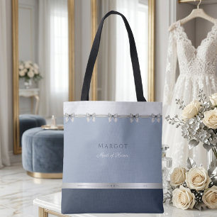 Bolsa Tote Dama de Honra Moderna   Luxuoso Casamento em Azul 
