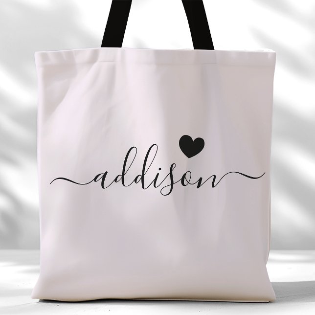 Bolsa Tote Dama de Honra Moderno Coração Lavanda Cinza (Criador carregado)