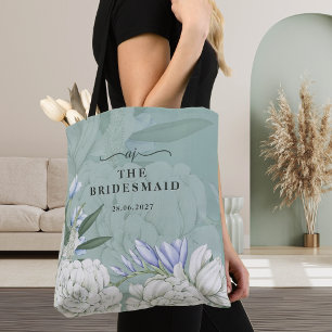 Bolsa Tote Dama de Honra Peônia   Verde Musgo e Branco