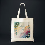 Bolsa Tote Dama de Honra Personalizada com Aquarela de Eucali<br><div class="desc">Esta linda Bolsa de Compras para Orçamento personalizável é o presente perfeito para sua Dama de Honra ou para as damas de honra. Com um elegante aro de folhagens de eucalipto em aquarela e uma moldura geométrica em rosa bege e dourado, este design combina o estilo de casamento Boêmio com...</div>