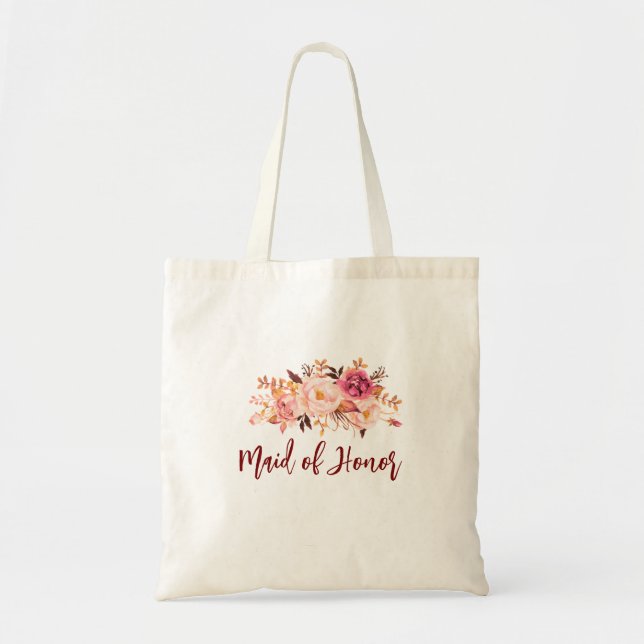 Bolsa Tote dama de honra presente floral casamento festa da n (Frente)