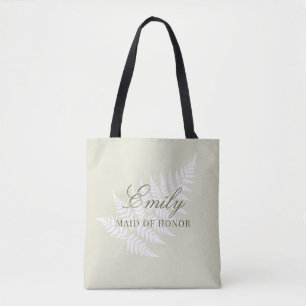 Bolsa Tote Dama de Honra Verde Claro Branco Elegante Samambai