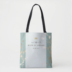 Bolsa Tote Dama de Honra   Verde Sage e Dourado