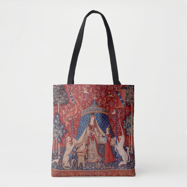 Bolsa Tote Dama e Unicórnio do Desejo da Teoria Medieval (Frente)