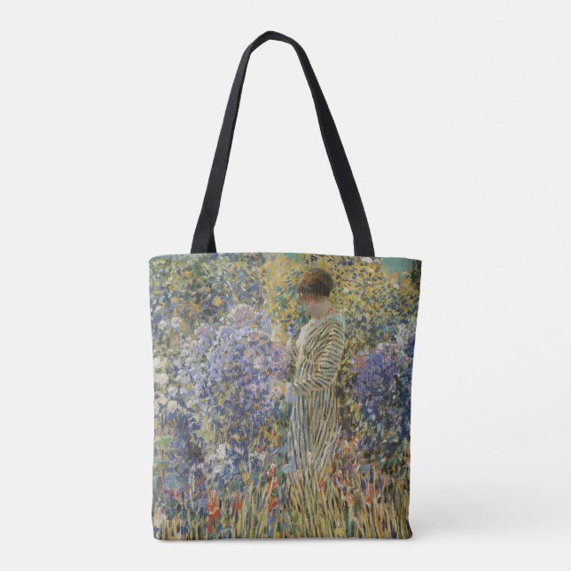 Bolsa Tote Dama em um Jardim de Frederick Frieseke, Arte Fina (Verso)