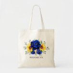 Bolsa Tote Dama Real Azul Russo de Girassol Bridesmaid<br><div class="desc">O saco de presentes de presentes para as noivas elegantes e modernas do país rústico apresenta girassol amarelo brilhante, pénia azul-real, hálito de bebê, moldura floral de gippsophila/coroa com folhas de eucalipto. Por favor, encontre mais designs e variações na minha loja de "blisswedingpaperie". E fique à vontade para me contactar...</div>