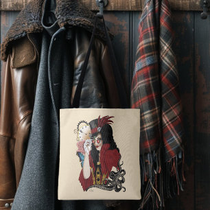 Bolsa Tote Dama Vitoriana Vermelha Steampunk Polvo Vintage