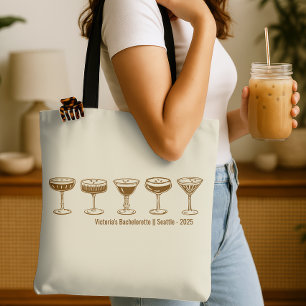 Bolsa Tote Damas de Honra Bege Espresso Martini Despedida de