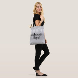 Bolsa Tote Damas de Honra com Brilho Prateado