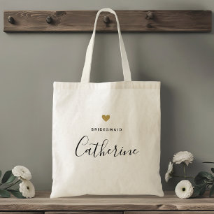 Bolsa Tote Damas de Honra Coração Dourado Moderno