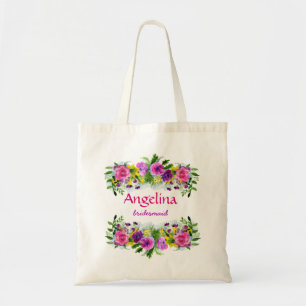 Bolsa Tote Damas de honra florais personalizadas