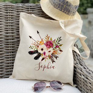 Bolsa Tote Damas de honra florais rústicas Personalizadas
