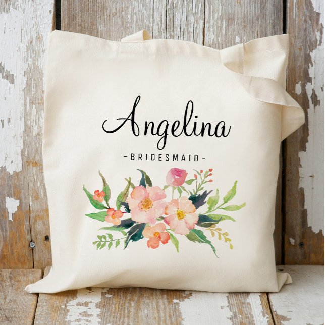 Bolsa Tote Damas de Honra Floral Chic Personalizado-3 (Criador carregado)