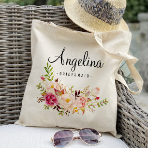Bolsa Tote Damas de Honra Floral Rústico Personalizado-6