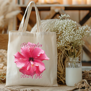 Bolsa Tote Damas de Honra Hibisco Rosa Personalizado