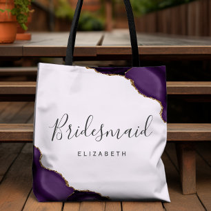 Bolsa Tote Damas de Honra Lavanda Ágata Dourada Roxa